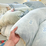 New High-weight Milk Fleece Thickened Single Quilt Cover  Winter Warm Cartoon Duvet Cover Skin-friendly Bedding