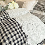 4/6Pcs Black&white Plaid 100% Cotton Bedding Set Romantic Lace Ruffles Washed Cotton Duvet Cover Bed Skirt Bedspread Pillowcases