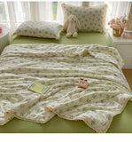 Floral Printed Summer Quilt Four Piece Set Soft Bedroom Decor Bedding Set Summer Quilt Bed Sheet With Pillowcases Home Textiles