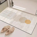Abstract Geometric Line Art Bathroom Mat Soft Neutral Color Absorbent Non-Slip Quick Drying Home Entrance Floor Mat