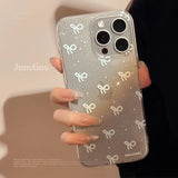 Shiny blue bowknot soft phone case for iphone 15promax 13 11 15 13pro 15pro 12 14promax 12pro 14 pro max transparent fundas capa