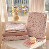 Korean Style Bedding Sets Soft Flat Sheet Duvet Cover Pillowcase Polyester Twin Queen Full Size Quilt Cover Set Sheet Set