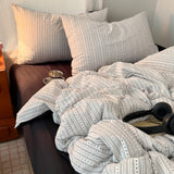 Retro Forest Bedding Set Green Striped Duvet Cover Set Soft Flat Sheet Single Twin Size Double Bed Sheet Set For Bedroom