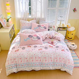 Washed Cotton Pink Duvet Cover Girl Room Decor Breathable Comforter Cover with 2 Pillowcases Bed Linens Bedding Set Home Textile