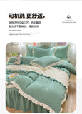 Princess Style Girls Bedding Set Ruffle Duvet Cover With Lace Korean Four Piece Set Quilt Cover Pillowcase Wedding Bedroom Decor