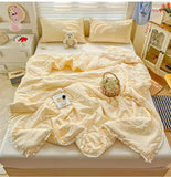 Class A Pure Cotton Summer Quilt Soybean Fiber Thin Quilt Princess Style Lace Ruffles Comforter Summer Air Conditioned Blanket