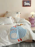 Korean Sle Cute Pure Cotton Bedding Set 3-4 Pieces Dormi Student Patchwork Embroidery Duvet Cover eet Bedding