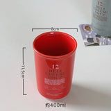400ml Korean Style Ceramic Water Cup Ins Style Letter Juice Drinkware Exquisite Round Hand-held Mug Household Casual Coffee Cups