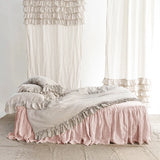 100% Pure Linen Bed Skirt Natural Flax Single/Queen/King Size Bed Sheet Ruffles Non-slip Fitted Sheet Cover Bedspread