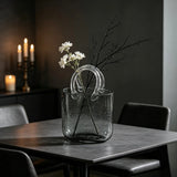 Handbag Shaped Glass Vase Creative Bubble Glass Flower Container Hydroponic Vase for Home Desktop Decoration