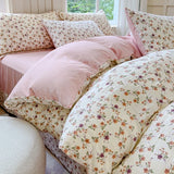 Ikeehome  Class A super soft jacquard cloud yarn cotton four-piece set, bed sheet, bed hat, quilt cover, student dormitory bed