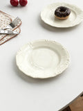 French Relief Plate Fashion White Round Ceramic Plates 2025 New Home Kitchen Serving Dish Afternoon Tea Dessert Cake Tableware