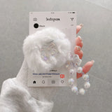 cute pink bow soft plush fluffy bluetooth headphone protector case for airpods 1 2 3 4 pro 2 protective cover luxury bracelet