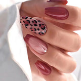 24Pcs False Nails Press on Nail Leopard Print Cat Eye Design Spicy Girl Square Acrylic Nails Wearable Cool Glitter Fake Nail Art