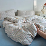 100% Cotton Stripe 3-Piece Duvet Cover Set (1 Duvet Cover + 2 Pillowcases),Yarn-Dyed,Soft Bedding Set, Multiple Sizes