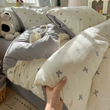 Ikeehome  new class A super soft washable four-piece cartoon quilt cover dormitory bed sheet three-piece bedding