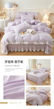 Korean Luxury Lace Ruffles Bedding Set Skin-Friendly Washed Cotton Princess Style Duvet Cover Bed Sheet Pillowcase Home Textiles