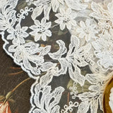 1Pair French Retro Cream Beige Flower Embroidery Sheer Curtain European Court Style Lace Voiles Curtain For Living Room Bedroom