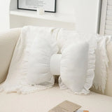 Simple Sofa Pillow Living Room Headboard Cushion Cute Bow Backrest Lace Edge Comfortable and Breathable Pillow Support Pillows