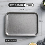Square Stainless Steel Plate Retro Food Trays Dessert Steak Breakfast Trays Dinner Plates Kitchenware Hotel Supply