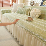 Elegant Solid Sofa Towel with Skirt Edge High-Quality All-Cover Easy-Care Dust Cover Four Seasons Home Textiles for Living Room