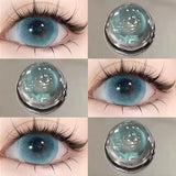 1 Pair New Myopia Lenses Colored Contact Lenses for Eyes With Degrees Prescription Blue Pupil Beauty Makeup Eye Lenses