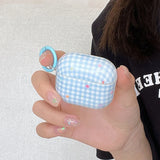 blue check star smooth soft protection cover case for airpods 4 silicone earphone fundas with keychain for airpods pro pro 2 3 1