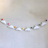 Nordic Felt Cloud and Pompom Garlands String Wall Hanging Decor Kids Room Bed Curtain Hanging Ornaments Party Banner Photo Props