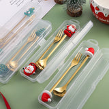 6/4/2PCS Christmas Gift Glod Spoon Fork Set Elk Christmas Tree Decoration Dessert Scoop Fruit Fork Coffee Spoon Cutlery Set