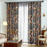 1PC Retro American Pastoral Large Floral Cotton and Linen Hand-painted Printed New Arrivals Bedroom and Living Room Curtains
