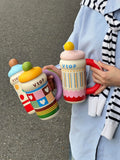 316 Stainless Steel Straw Cup High Appearance Level Portable Insulated Coffee Cup Girls Outdoors Student Portable Water Bottle