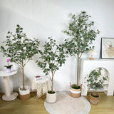 60-190cm Artificial Eucalyptus trees Branches Banyan Leaves Fake Plant Plastic leave Landscape faux plant For Home Garden Decor