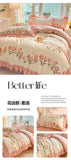 Fashion Flower Bedding Set Bed Sheet Cute Princess AB Double Sided Ruffle Flower Quilt Cover Pillowcase Bedclothes Home Textiles