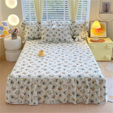 1PC 100%Cotton Bed Skirt Queen/King Size Floral Printed Bed Sheet with Ruffles falda de cama Full Size Bed Skirt for Single Bed