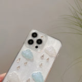 3D Clouds Cream Texture Phone Case For iPhone 16 15 14 13 12 11 Pro X XR XS Max 7 8 plus Cute Rhinestone Shockproof Cover