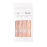 24Pcs Long Ballet French Girls Nail Art White Fake Nails Manicure Press On Nails False With Designs Artificial Wearing Reusable