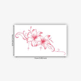 Floral Temporary Tattoo Sticker with Stars, Pink Flower Elegant Body Art for Women, Waterproof Fake Tattoo