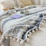 1pc two-color jacquard star velvet Dream Talk ball blanket, comfortable and breathable, dopamine color series, festival gift