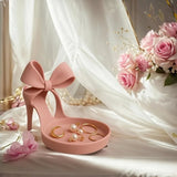 3D Creative Bow High Heel Jewelry Tray, Cute Ring Dish Holder for Desktop Decor Vanity Organizer, Trinket Tray Gift for Women