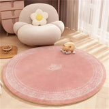 Round Bowknot Pattern Bedroom Rug Cartoon Cute Living Room Carpet Polyester Cozy Decoration for Girls Home Bedroom