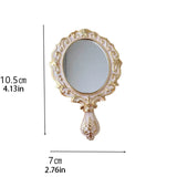 European Retro Style Portable Makeup Mirror Metal Carving Room Decoration Mini Handle Mirror Creativity Home Ornaments Gift Set