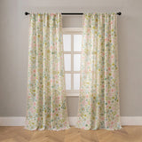 New Semi-Sheer Blackout Curtains, Slub Linen Look Floral Print Rod Pocket Drapes for Living Room Bedroom, 1/2 Panels Ready Made