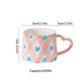 Cute INS Ceramic Mug Creative Hand-Painted Love Heart Coffee Cup Breakfast Milk Cup Afternoon tea Mug Valentine's Day present