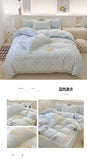 Princess Style Bedding Sets Ruffle Lace Bow Quilt Cover Romantic Print Bedclothes Home Decor Woman Girl Bedroom Duvet Cover 4pcs