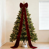 Large Christmas Bow Decoration Velvet Hanging Ornament Big Ribbon Decor for Tree Wall Fireplace Indoor Outdoor Holiday Party