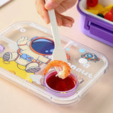 Cartoon Dinosaur Pattern Lunch Box for Kids Compartments Bento Box with fork spoon Students Food Container Outdoor Picnic box