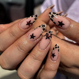 3D Bowknot Pearl Wearable Nail Art Fashion Leopard French Nude Almond Fake Nails Detachable Finished False Nails Press on Nails