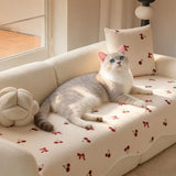 Lovely Floral Print Wavy Edge Sofa Cushion Thick Plush Warm Sofa Cover for Autumn Winter Elegant Sectional Anti Slip Home Decor