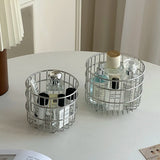 Iron Cosmetic Organizer Makeup Storage Box Luxury Desktop Small Sundries Storage Bucket Office Workstation Pen Holder Organizer