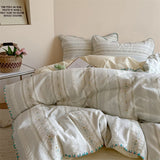 100% Cotton Floral Bedding Set Single Queen King Size Washed Cotton Soft Duvet Cover Bed Sheet/Fitted Sheet Pillowcases 3/4Pcs